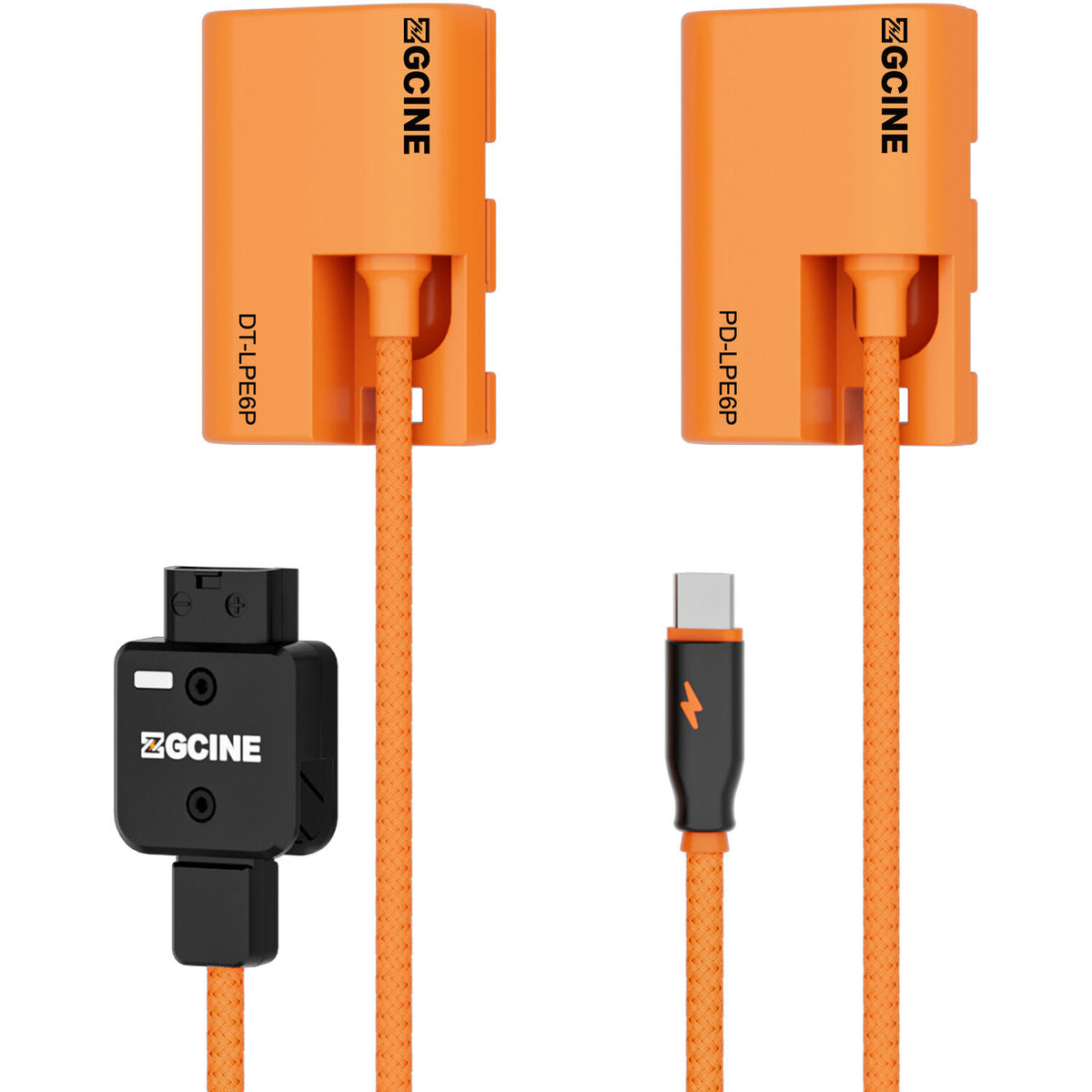 Adaptador de Corriente ZGCINE PD-LPE6P USB-C to LP-E6P Braided Dummy Cable (23.6") - puertos y conexiones