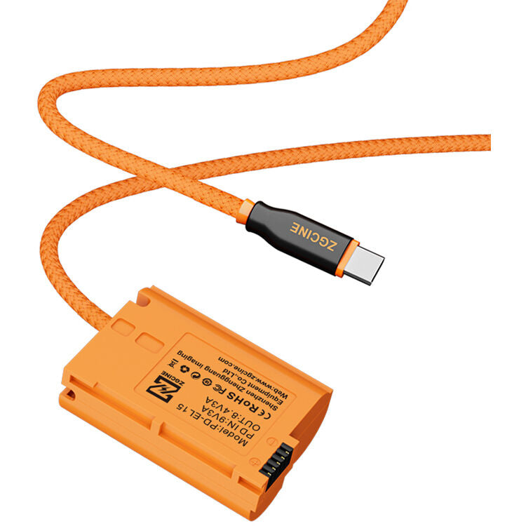 Adaptador de Corriente ZGCINE USB-C to EN-EL15C Braided Dummy Cable (23.6") - puertos y conexiones