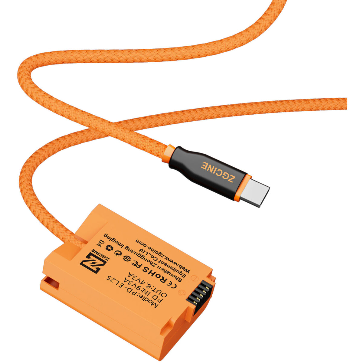 Adaptador de Corriente ZGCINE USB-C to EN-EL25 Braided Dummy Cable - vista trasera