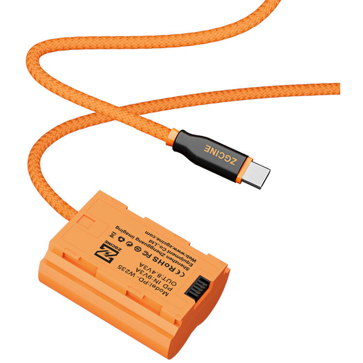 Adaptador de Corriente ZGCINE USB-C to NP-W235 Braided Dummy Cable (23.6") - vista frontal