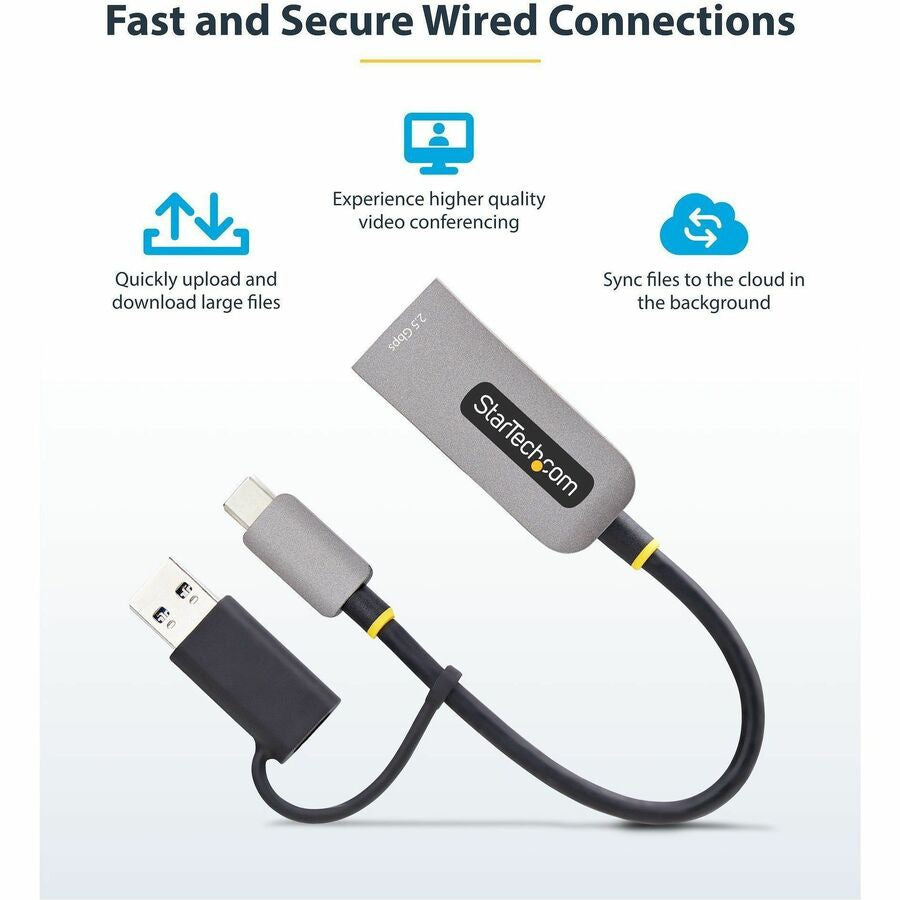 Adaptador WiFi Red StarTech.com StarTech 2.5GbE USB-C to Ethernet Adapter w/USB-A Converter - vista 4