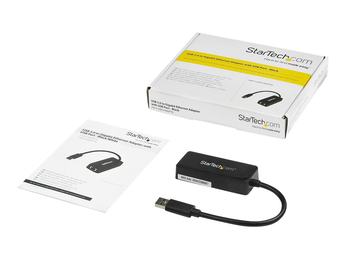 Adaptador WiFi Red StarTech.com StarTech USB 3.0 to Gigabit Ethernet NIC Network Adapter w/USB Port - vista 3