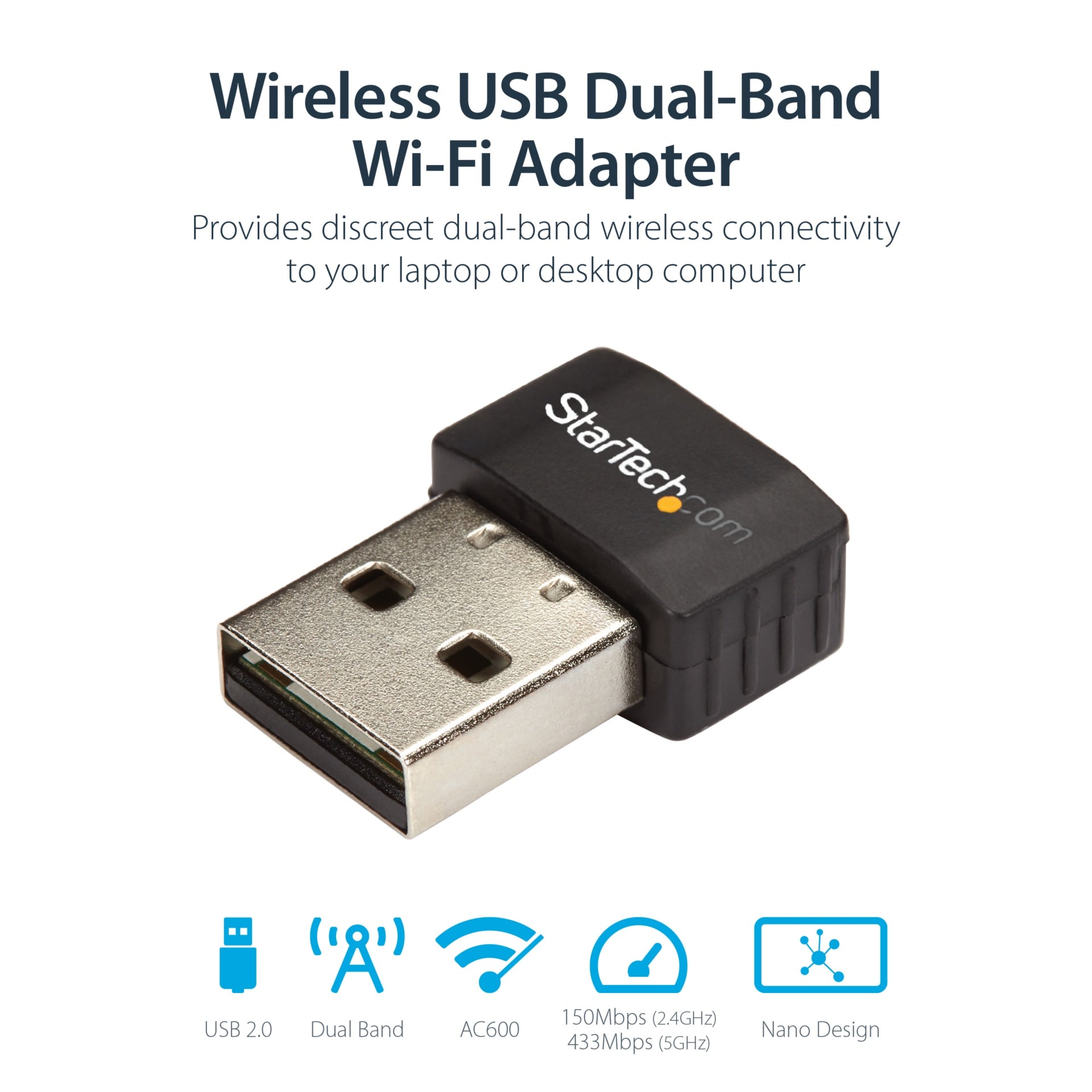Adaptador WiFi Red StarTech.com StarTech USB WiFi Adapter - vista 2