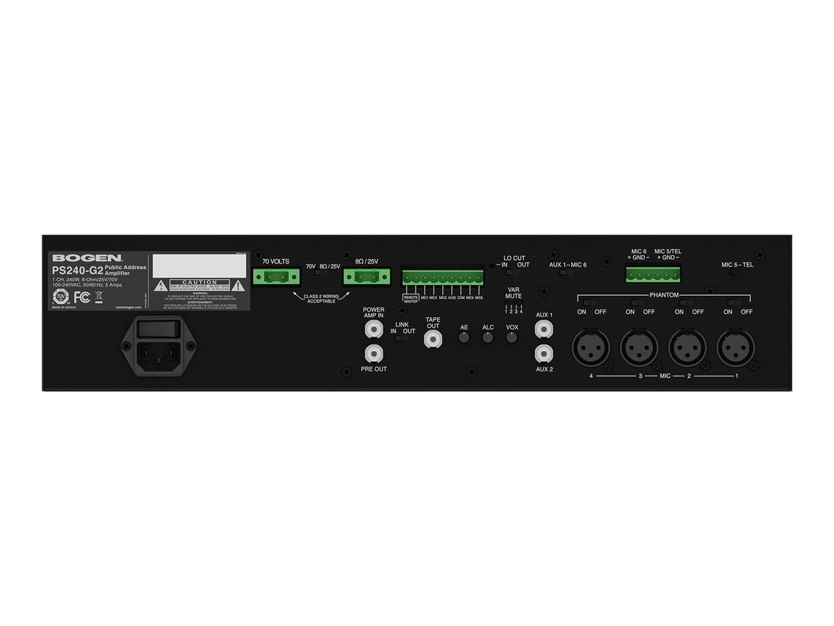 Amplificador-Grabadora Bogen 240W Platinum Series 8-Ohm/70V Amplifier (PS240-G2) - vista 2