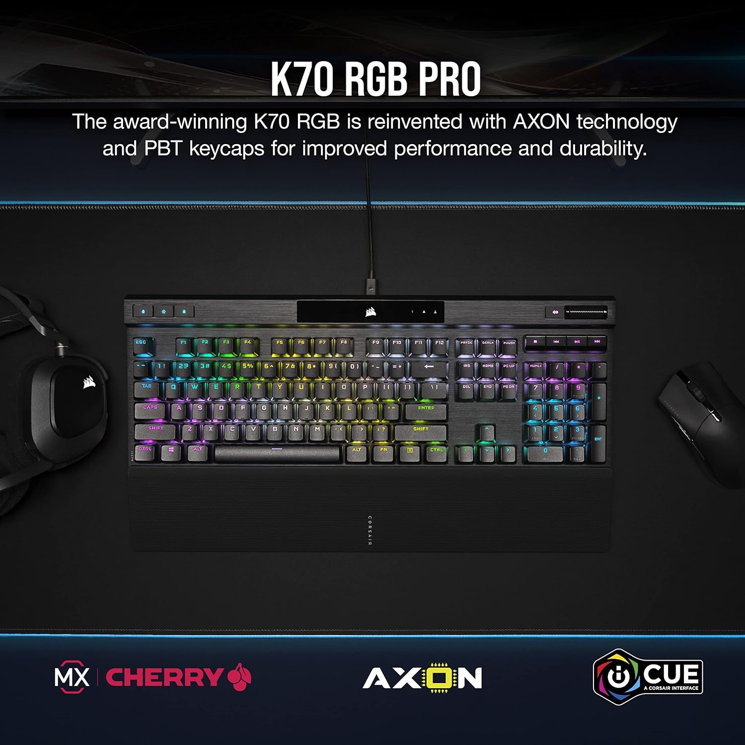 Teclado mecanico Corsair K70 RGB PRO Cherry MX Brown — vista 2
