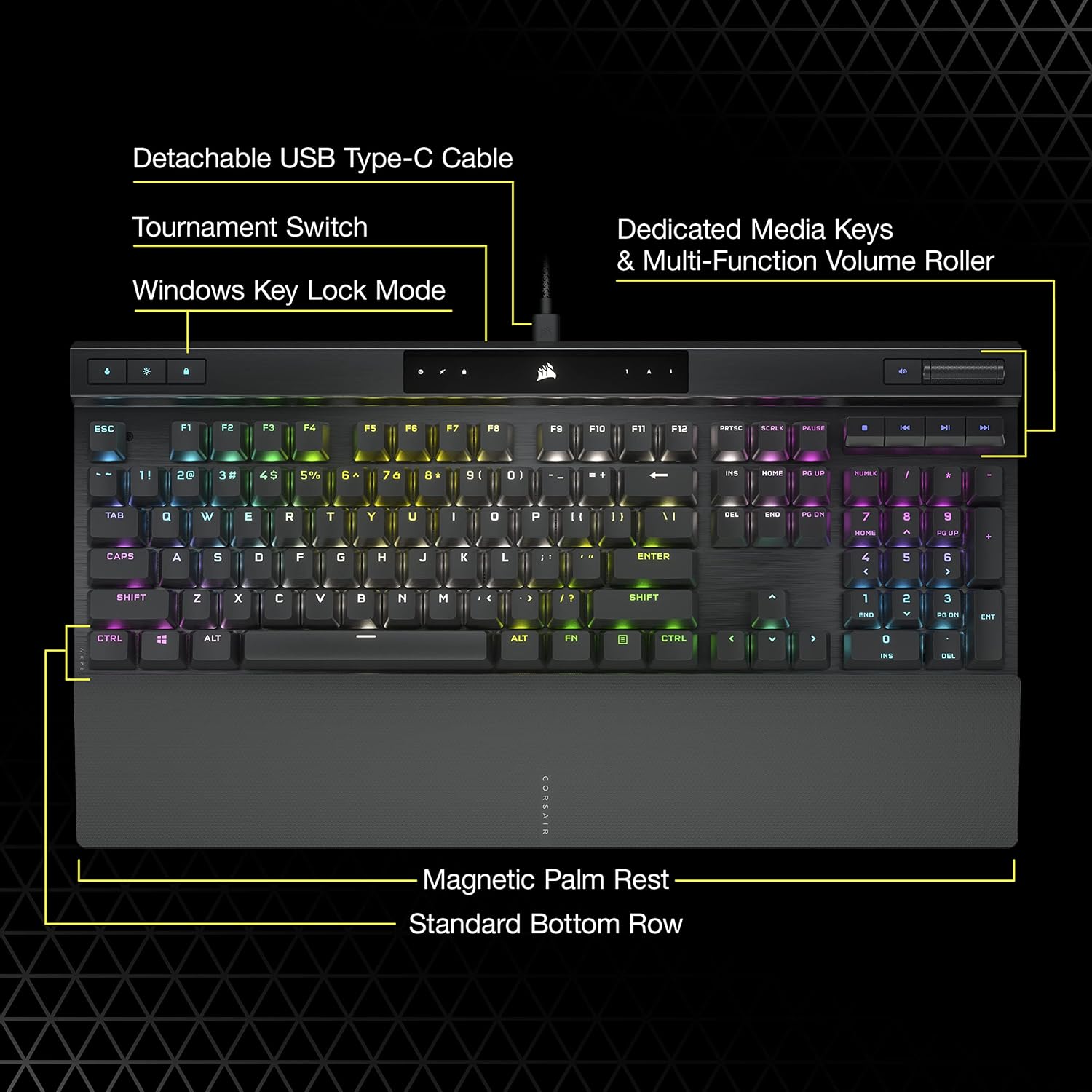 Teclado mecanico Corsair K70 RGB PRO Cherry MX Brown — vista 7