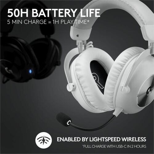 Auriculares de gaming Logitech G PRO X Con cable/Inalámbrico Sobre la cabeza Estéreo - Blanco - Binaural - Cer - imagen 5