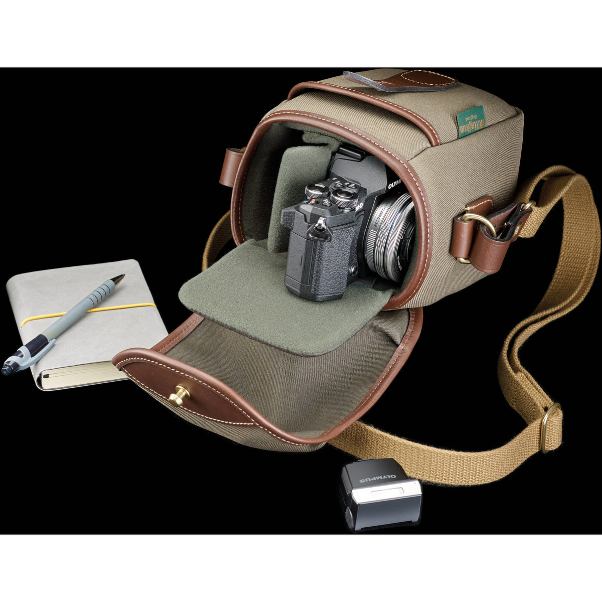 Bandolera Billingham 72 (Sage FibreNyte/Chocolate Leather Trim, 1.4L) - vista lateral