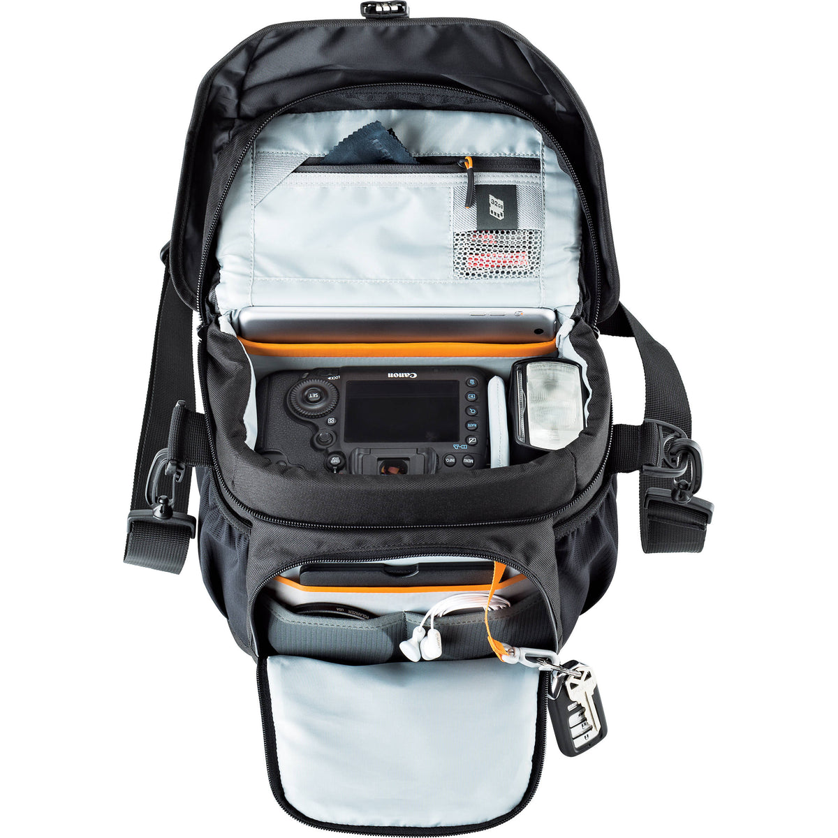 Bandolera Lowepro Nova 170 AW II (Negro) - vista trasera