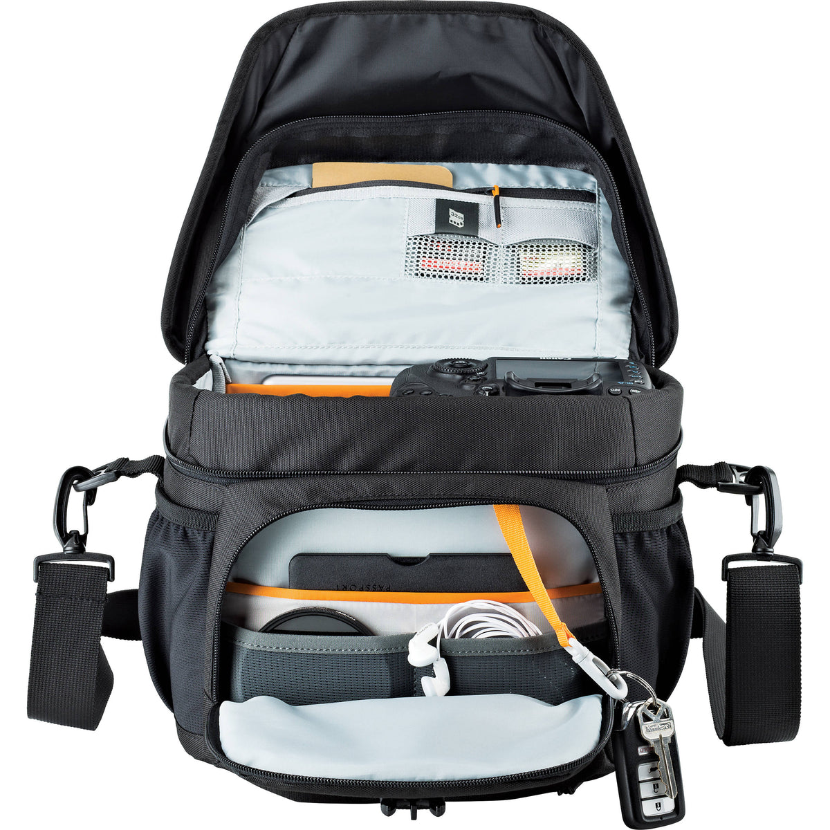 Bandolera Lowepro Nova 180 AW II (Negro) - vista trasera