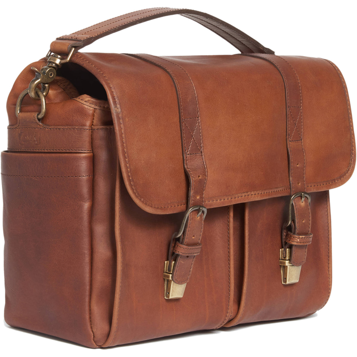Bandolera ONA Brixton /Laptop Messenger (Antique Cognac Leather) - vista lateral