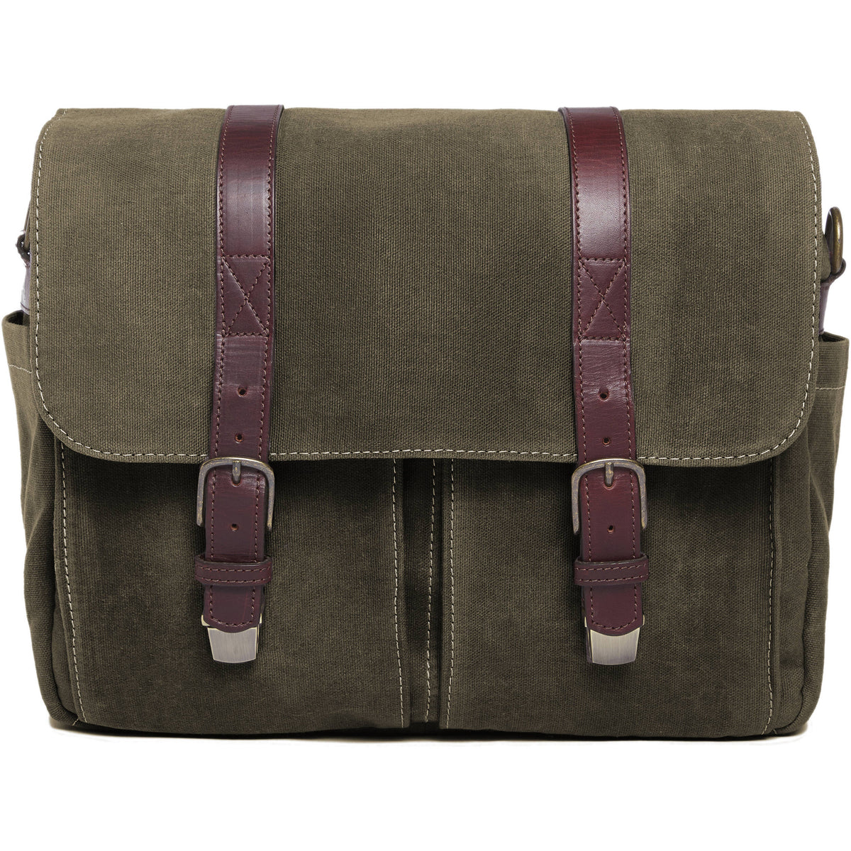 Bandolera ONA Brixton /Laptop Messenger (Verde oliva Canvas) - vista trasera