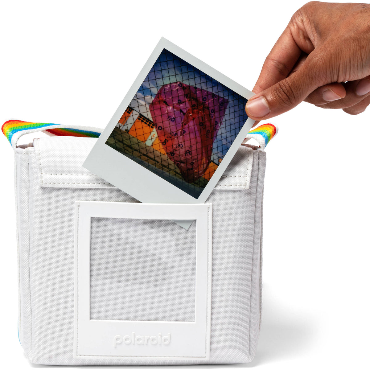 Bandolera Polaroid Now Spectrum (Blanco) - detalle