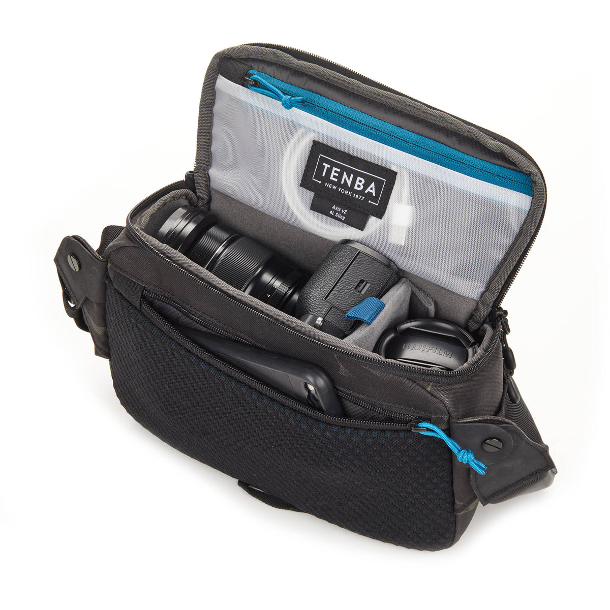 Bandolera Tenba AXIS V2 Sling (MultiCam Negro, 4L) - vista lateral