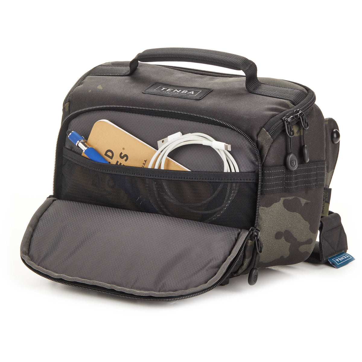 Bandolera Tenba AXIS V2 Sling (MultiCam Negro, 4L) - puertos y conexiones