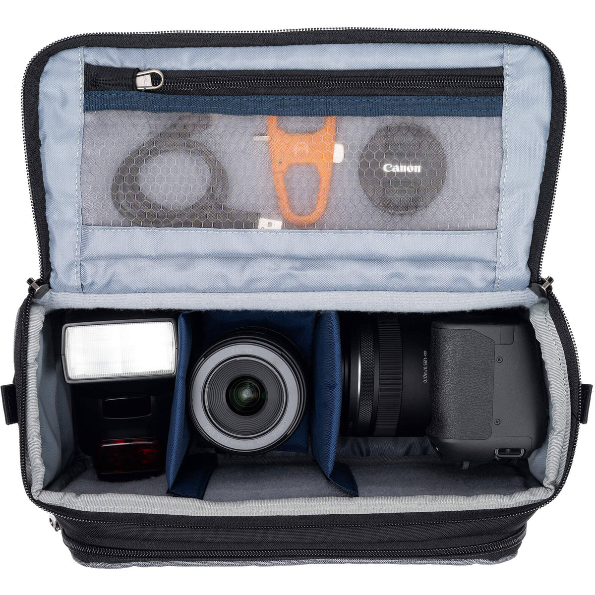 Bandolera Think Tank Photo Mover 25 (Cool Gris) - puertos y conexiones