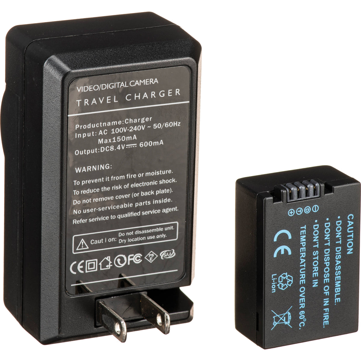 Batería Bescor DMWBMB9 y cargador kit para Select Panasonic y Leica Cameras - vista frontal