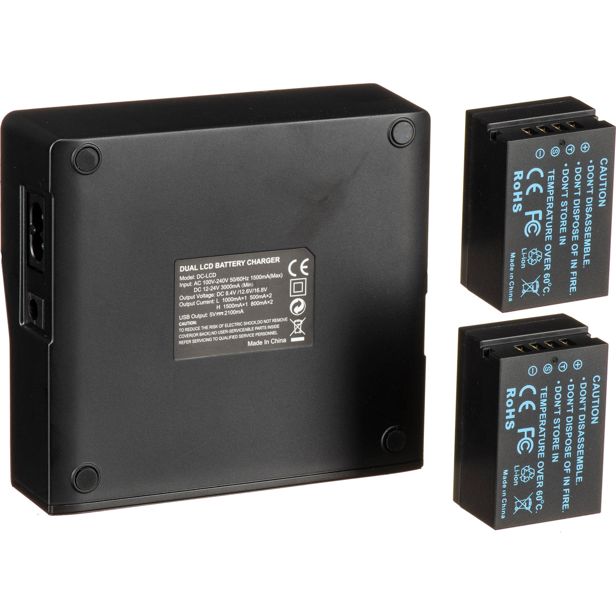 Batería Bescor NPT125 2-unidades y doble bahías Auto cargador kit para Select FUJIFILM Cameras - vista frontal