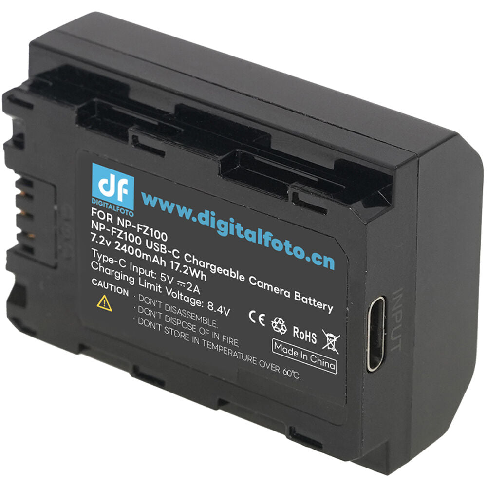 Batería DigitalFoto Solution Limited NP-FZ100-Type con USB-C Charging Port (2400mAh) - vista frontal
