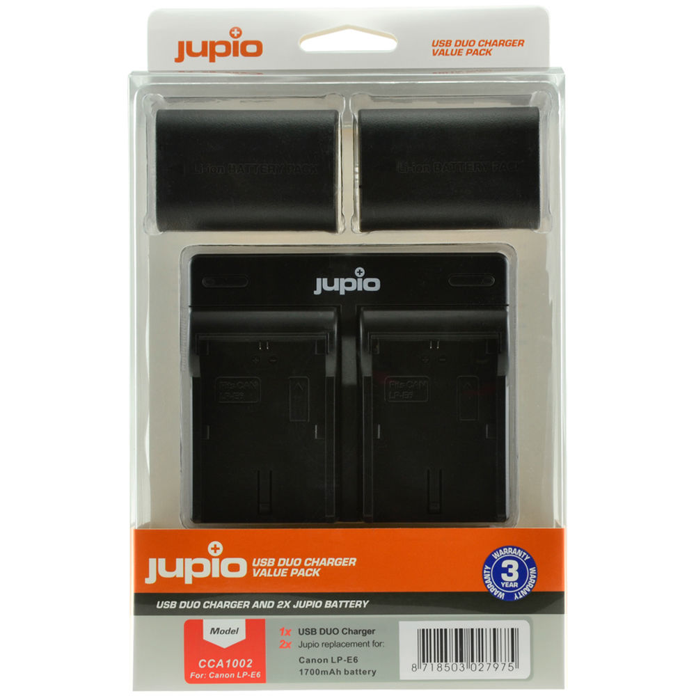 Batería Jupio Pair of LP-E6 & USB doble cargador Value unidades (1700mAh) - vista principal