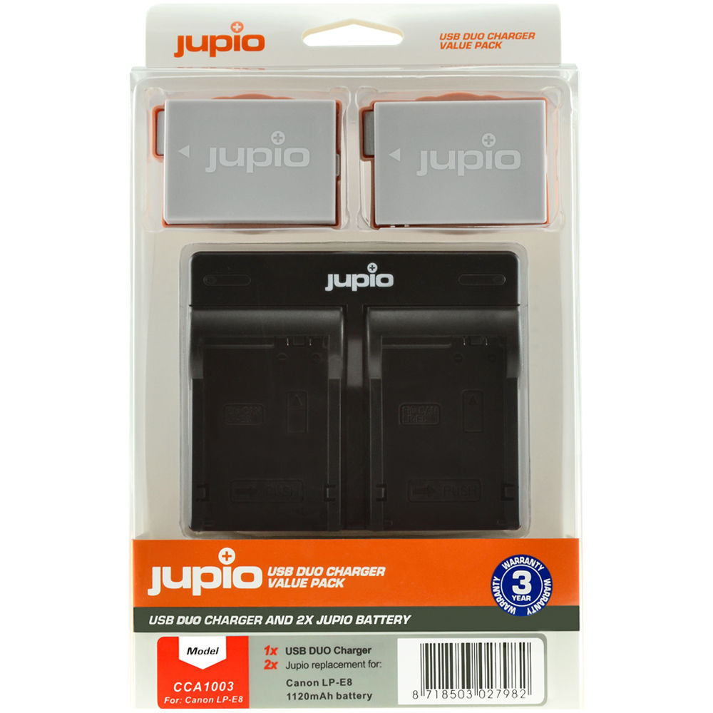 Batería Jupio Pair of LP-E8 & USB doble cargador Value unidades (1120mAh) - vista principal
