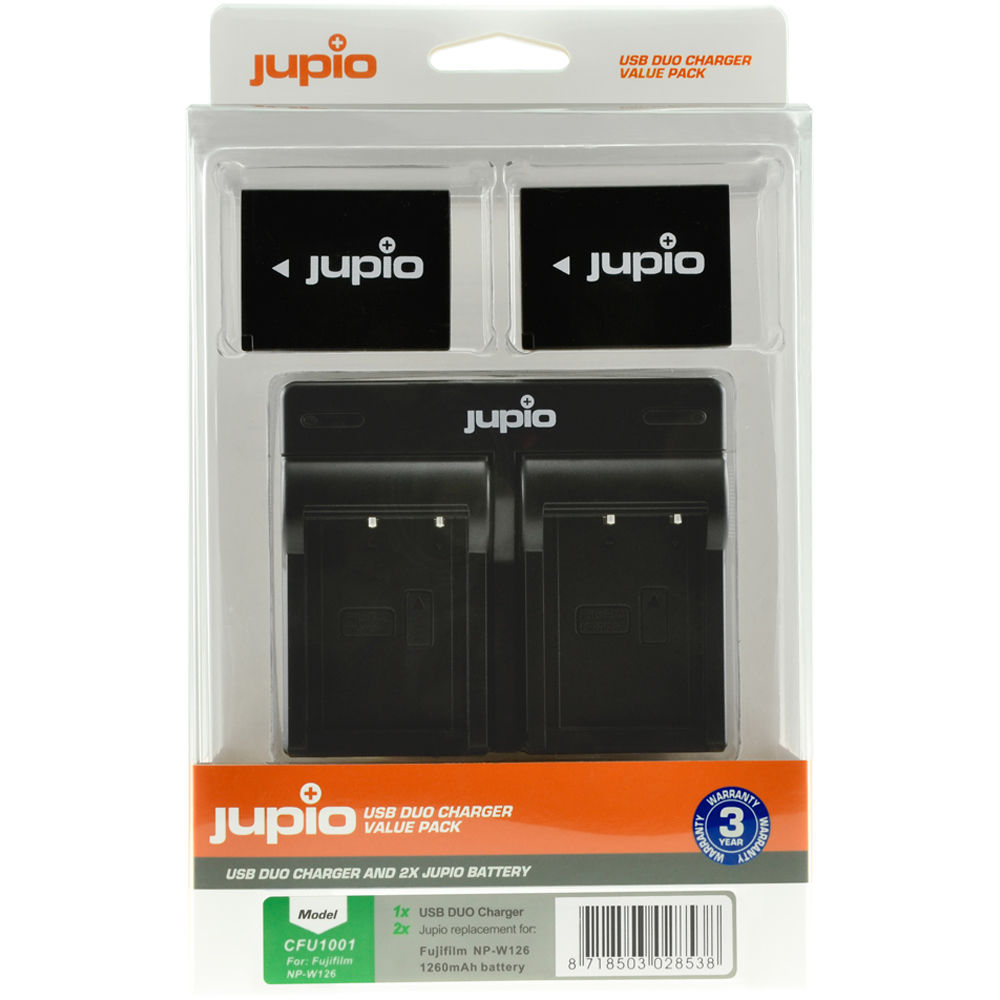 Batería Jupio Pair of NP-W126S & USB doble cargador Value unidades (1260mAh) - vista principal