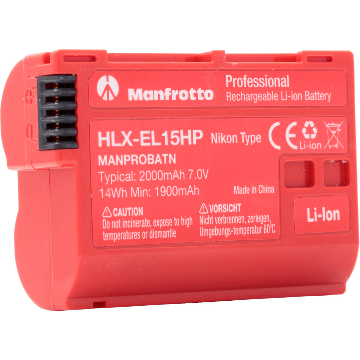 Batería Manfrotto EN-EL15 Professional para Select Nikon Cameras (7V, 2000mAh) - vista trasera