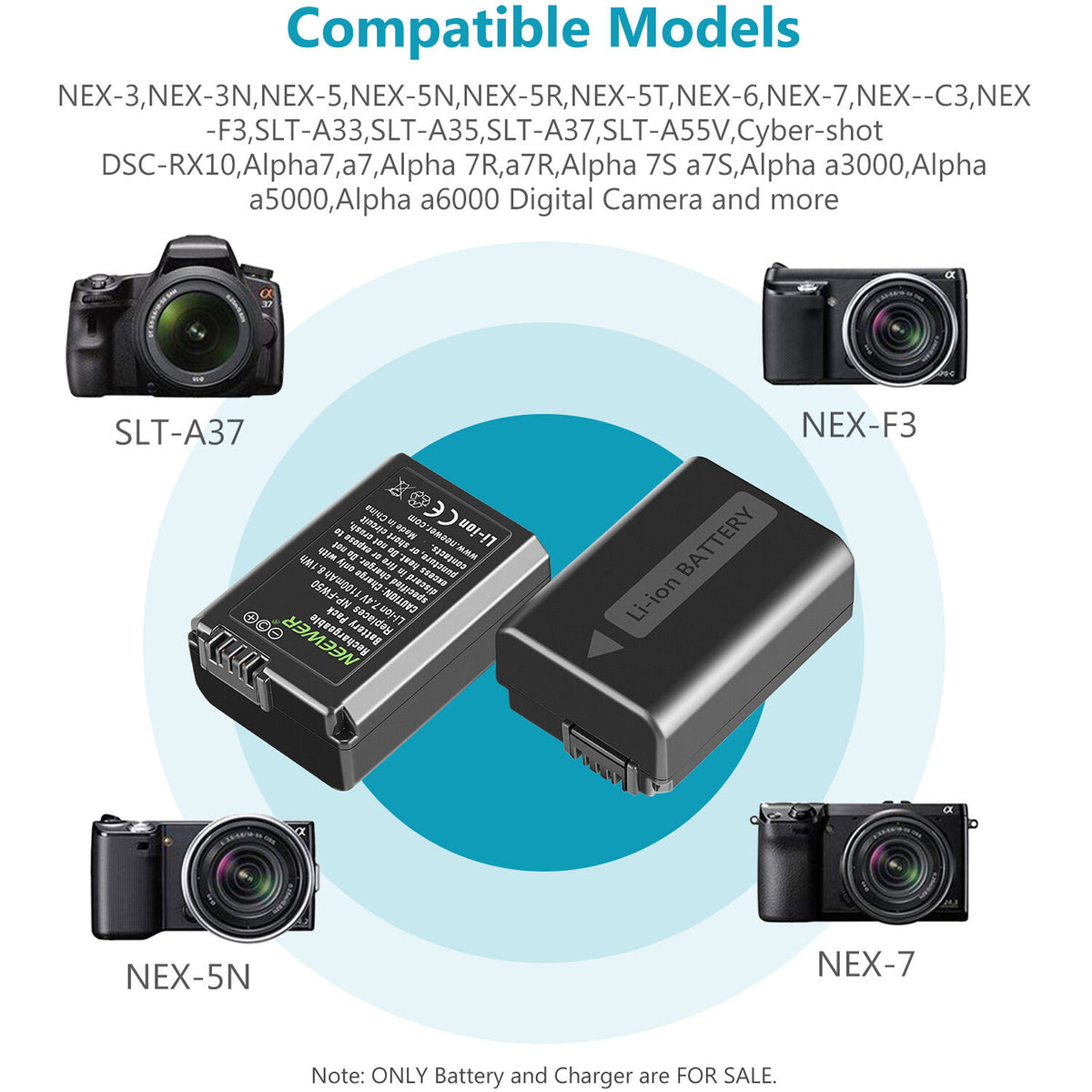 Batería Neewer doble cargador & NP-FW50 kit (1100mAh) - puertos y conexiones