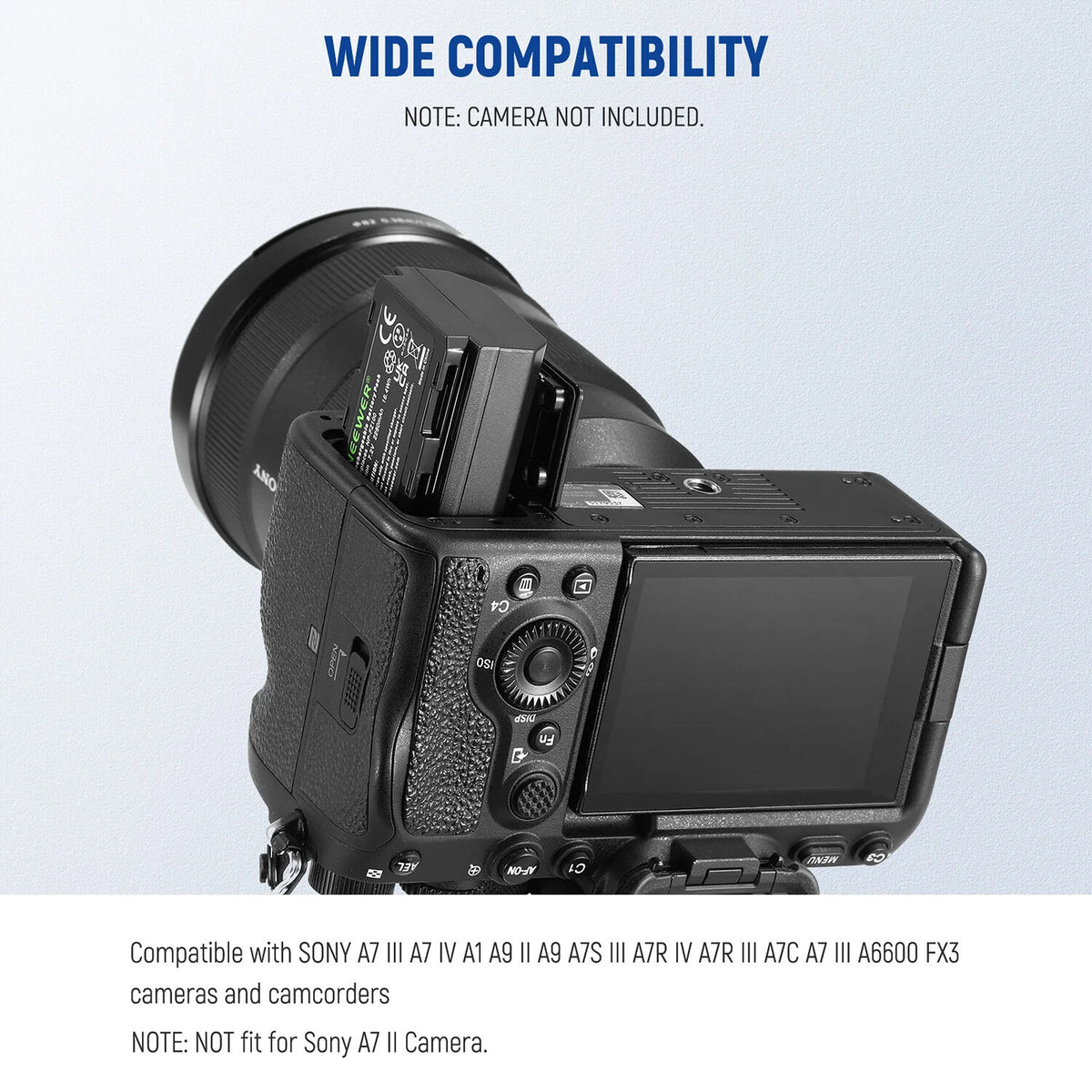 Batería Neewer NP-FZ100 (2-unidades) y Multifunction doble cargador kit - vista trasera