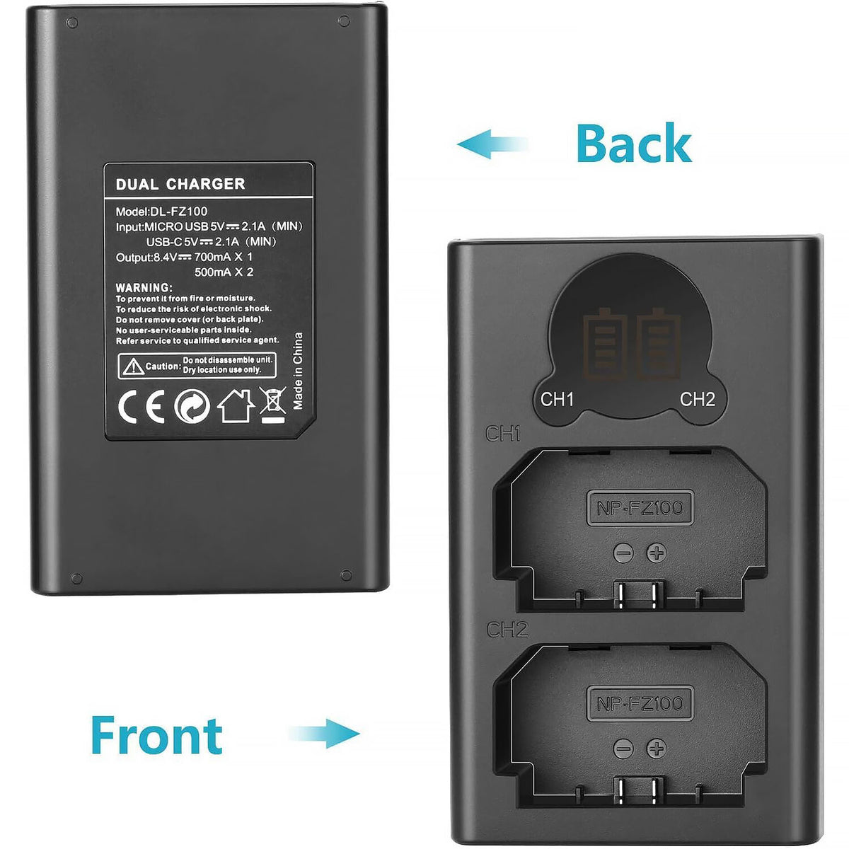 Batería Neewer NP-FZ100 doble y doble cargador kit - contenido de la caja