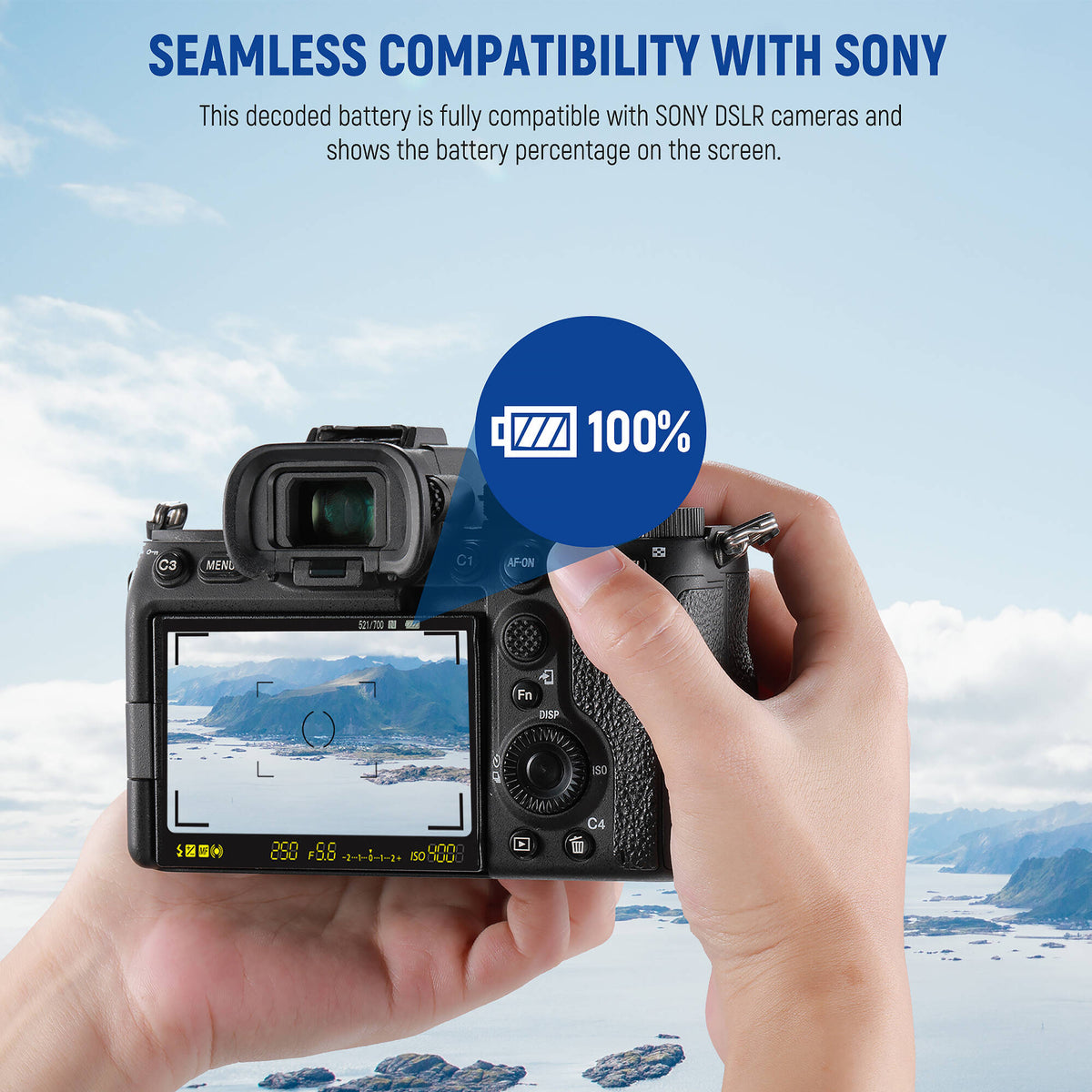Batería Neewer NP-FZ100 doble y Multifunction doble cargador kit - vista lateral