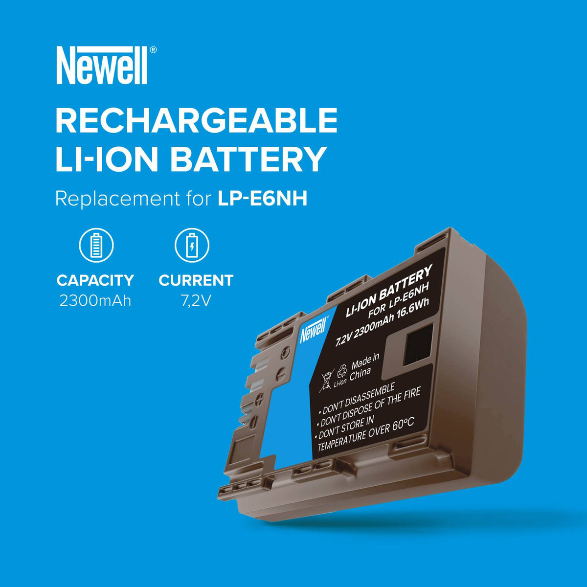 Batería Newell LP-E6NH USB-C (2300mAh) - puertos y conexiones