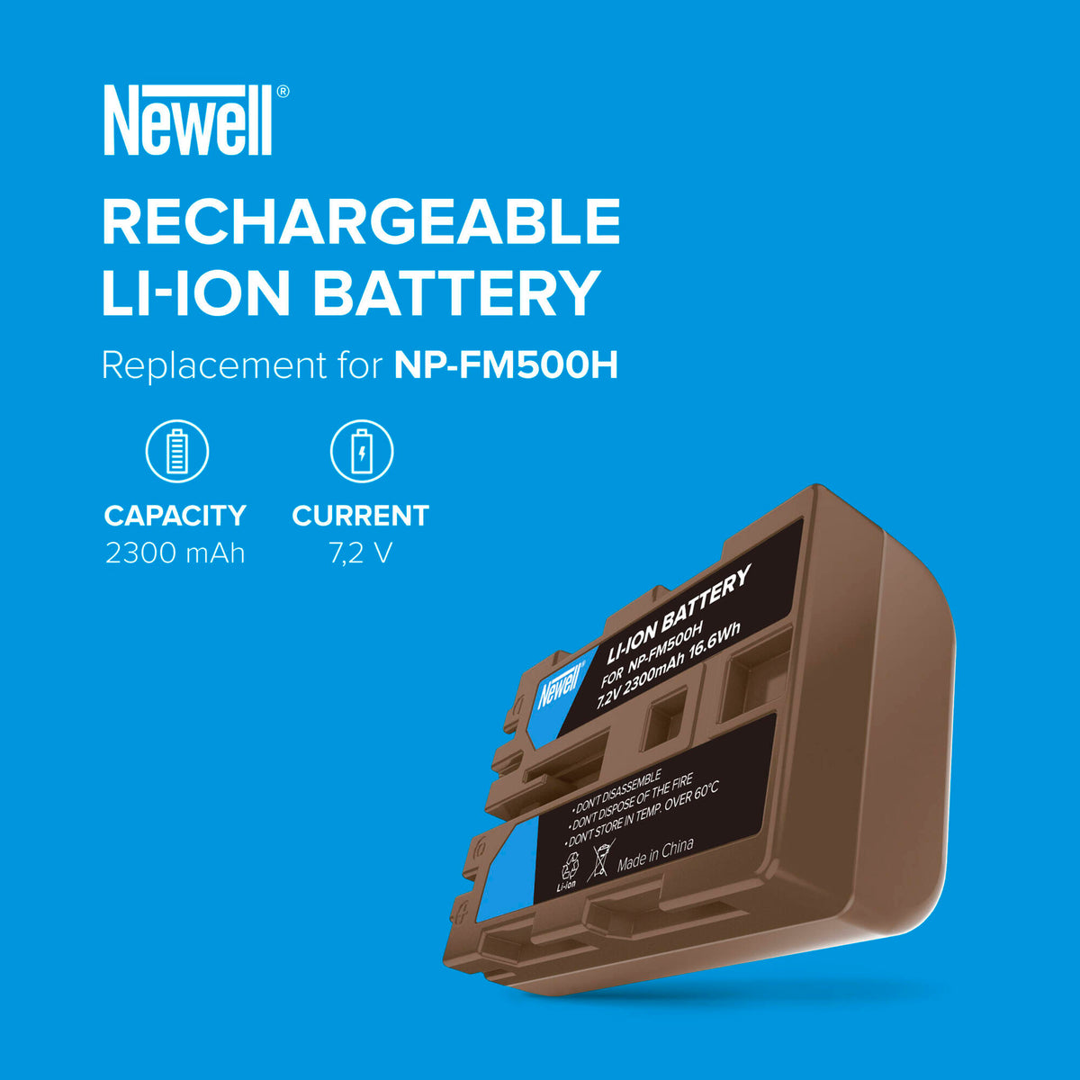 Batería Newell NP-FM500H USB-C - puertos y conexiones