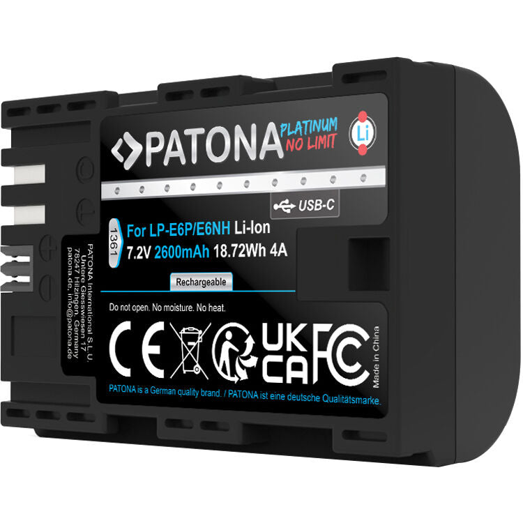 Batería PATONA Platinum LP-E6P USB-C (2600mAh) - detalle