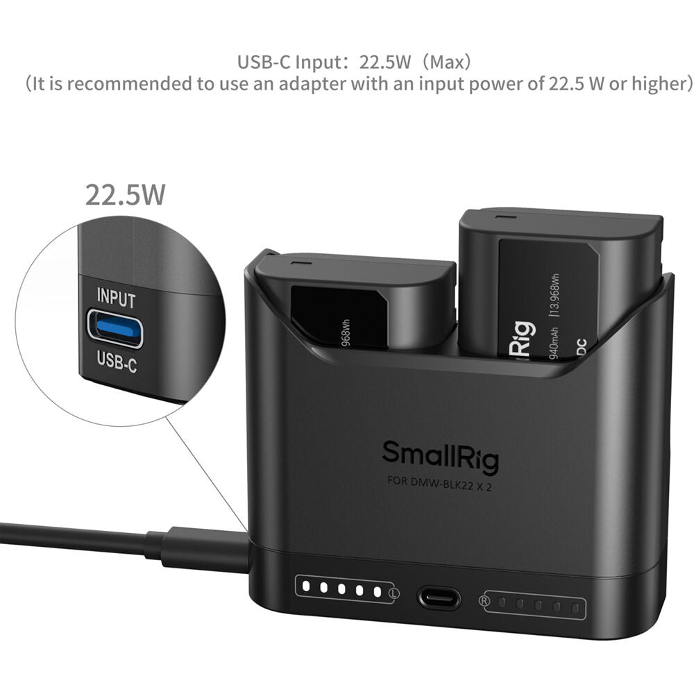 Batería SmallRig DMW-BLK22 Camera cargador kit - vista trasera
