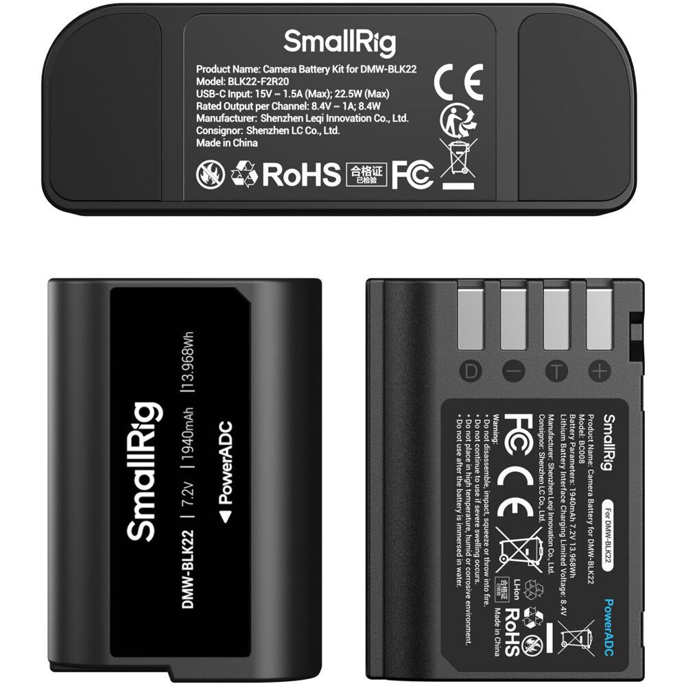 Batería SmallRig DMW-BLK22 Camera cargador kit - detalle