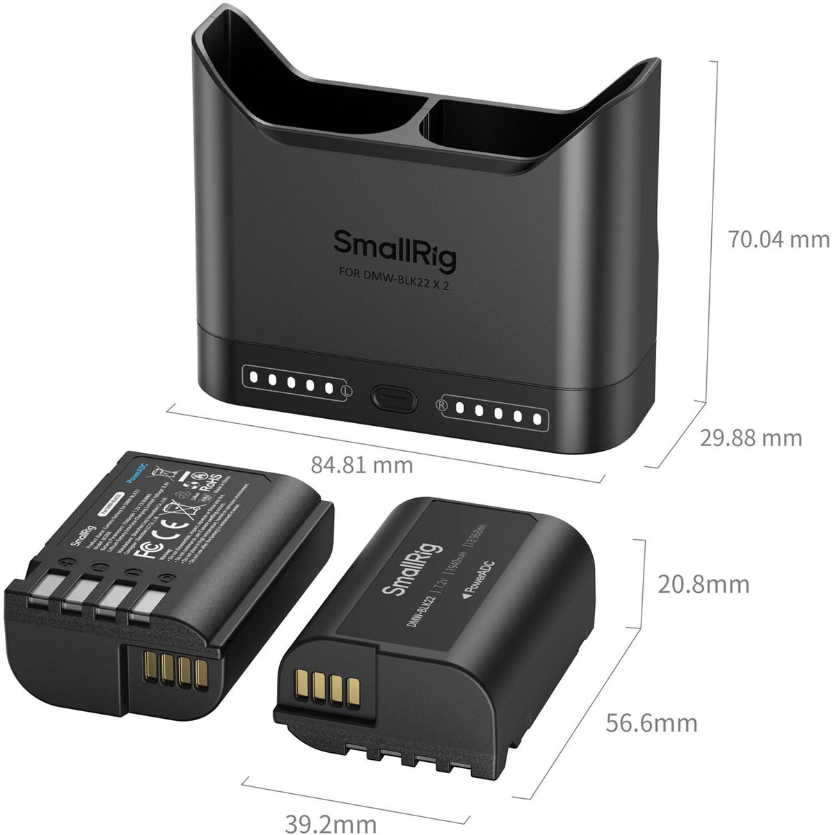 Batería SmallRig DMW-BLK22 Camera cargador kit - contenido de la caja