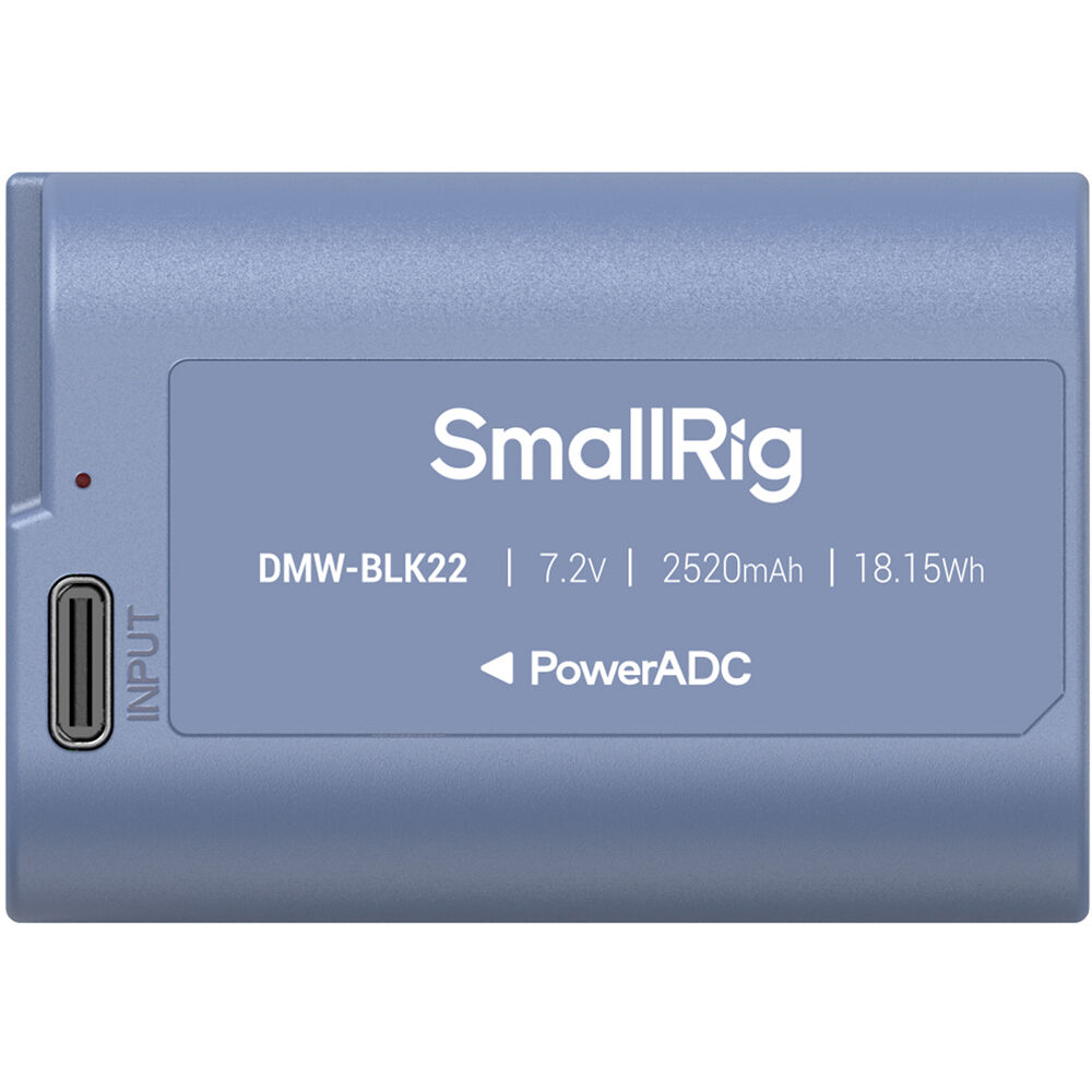 Batería SmallRig DMW-BLK22 USB-C (2520mAh, Azul) - vista trasera