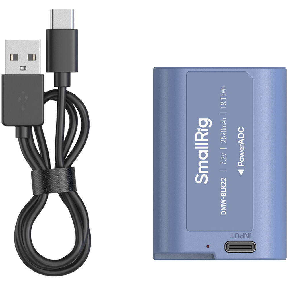 Batería SmallRig DMW-BLK22 USB-C (2520mAh, Azul) - en uso