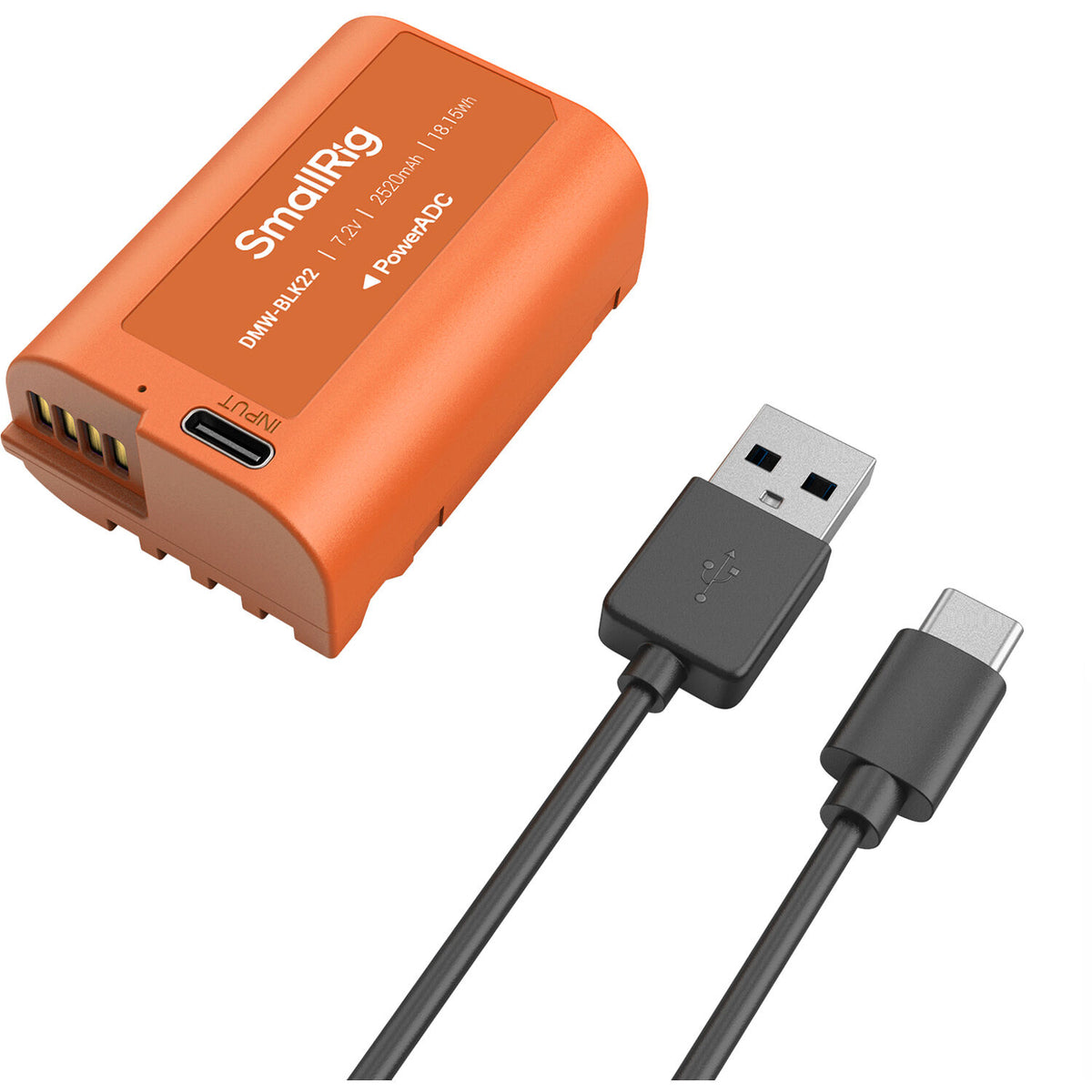 Batería SmallRig DMW-BLK22 USB-C (2520mAh, Orange) - vista lateral