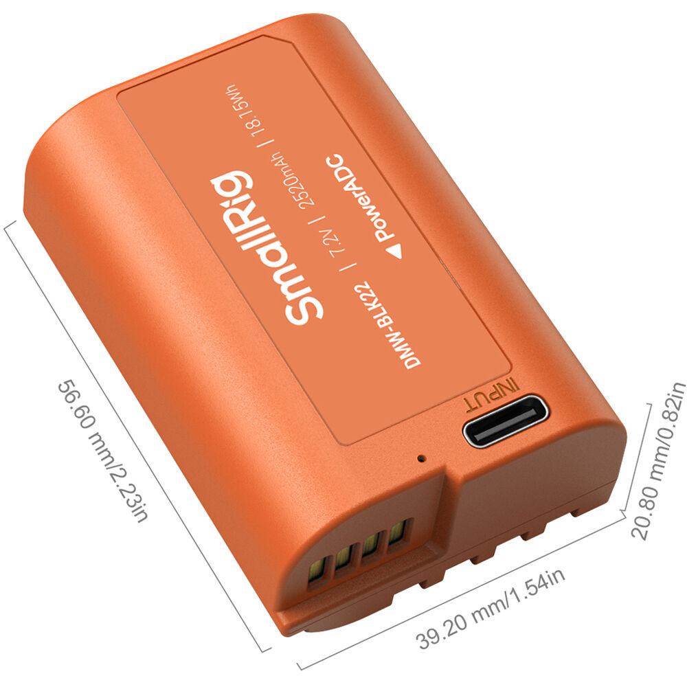 Batería SmallRig DMW-BLK22 USB-C (2520mAh, Orange) - contenido de la caja