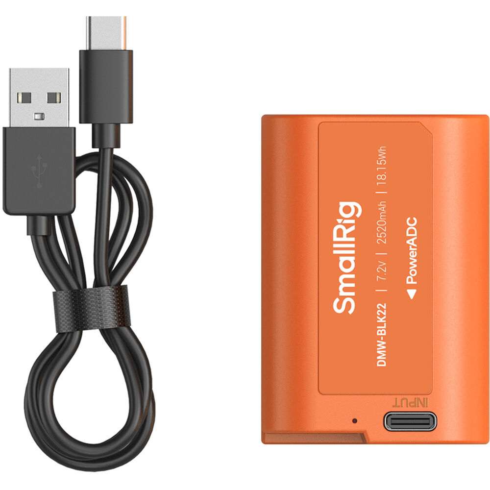 Batería SmallRig DMW-BLK22 USB-C (2520mAh, Orange) - en uso