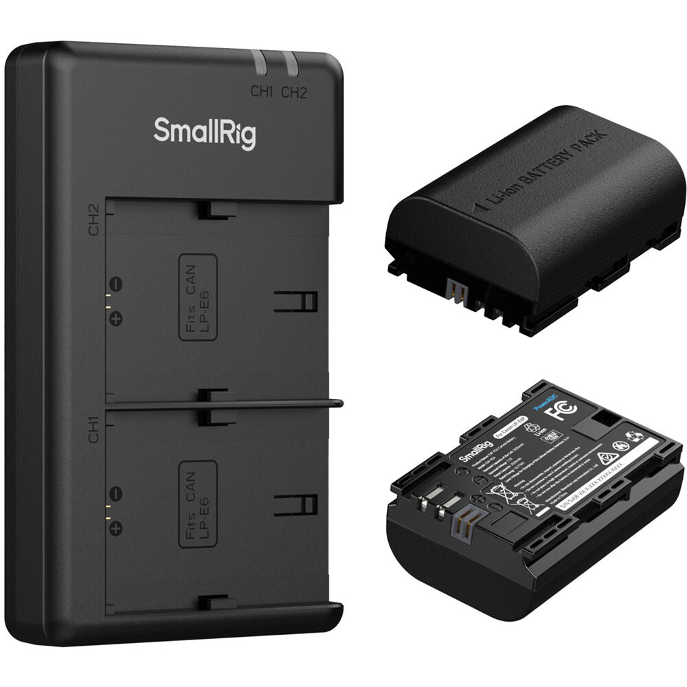 Batería SmallRig E6P-BR24 kit con 2 y 2-bahías USB cargador - vista frontal