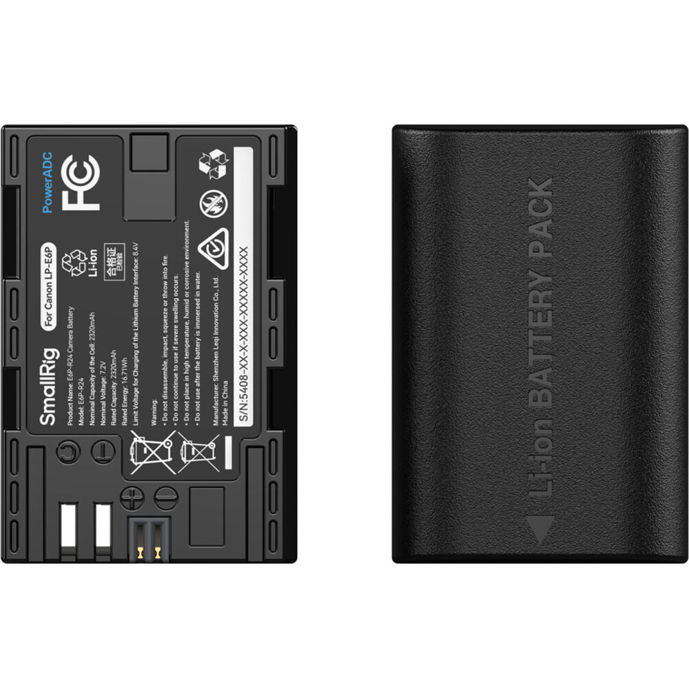 Batería SmallRig E6P-BR24 kit con 2 y 2-bahías USB cargador - vista trasera