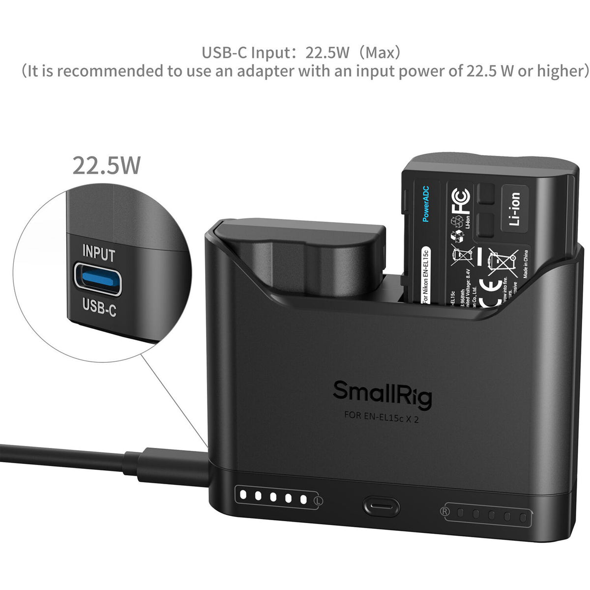 Batería SmallRig EN-EL15C Camera cargador kit - vista trasera