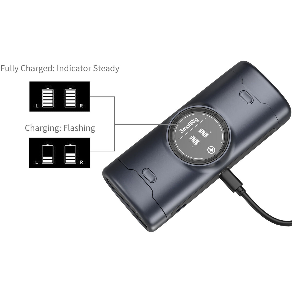 Batería SmallRig EN-EL15c kit con 2 y portátil 2-bahías cargador Case - vista lateral