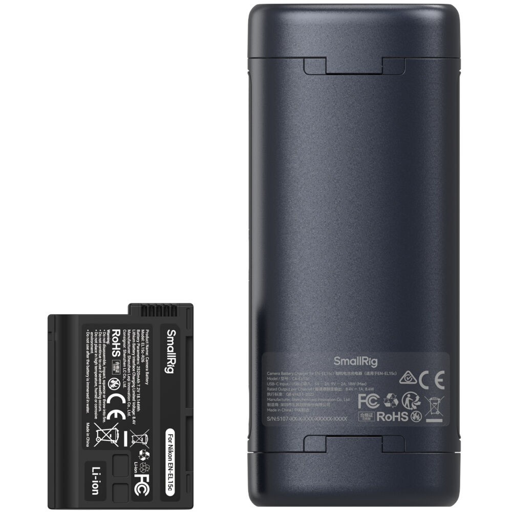 Batería SmallRig EN-EL15c kit con 2 y portátil 2-bahías cargador Case - contenido de la caja