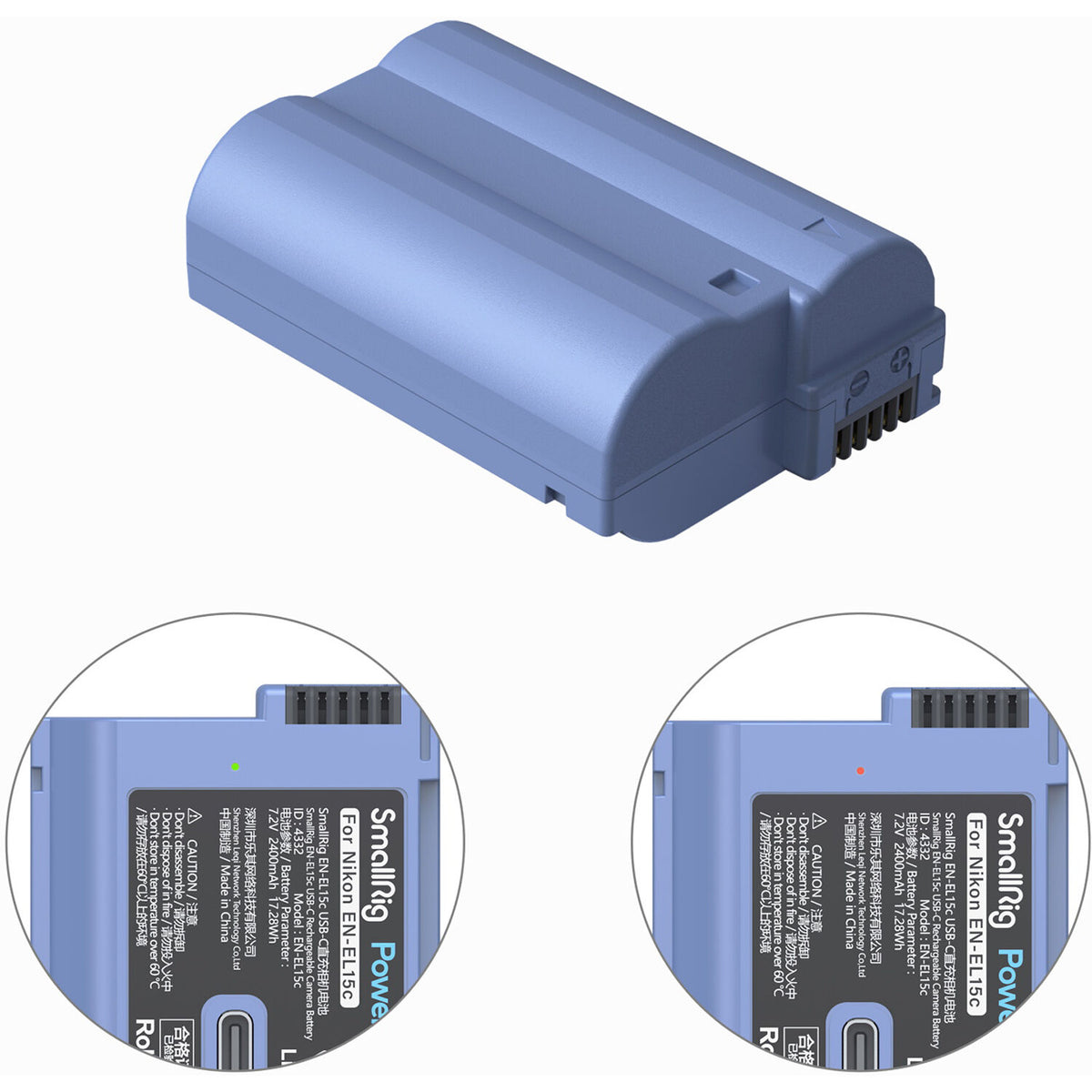 Batería SmallRig EN-EL15c USB-C (2400mAh, Azul) - detalle
