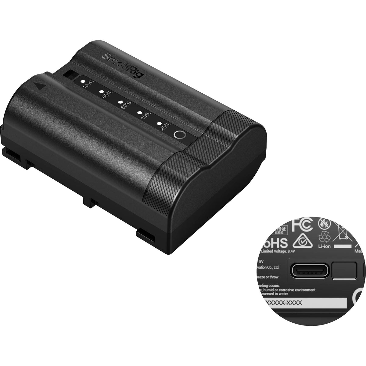 Batería SmallRig EN-EL15C USB-C con Power Display (Nikon) - vista frontal