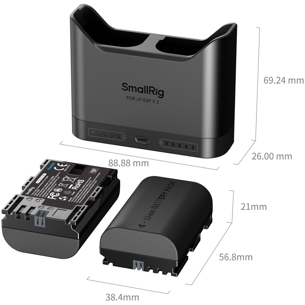 Batería SmallRig LP-E6NH Camera cargador kit - contenido de la caja
